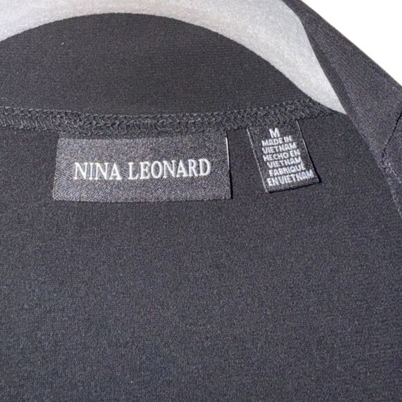 Nina Leonard Ruffle Open-Front Cardigan in Black Size Medium - Picture 6 of 6